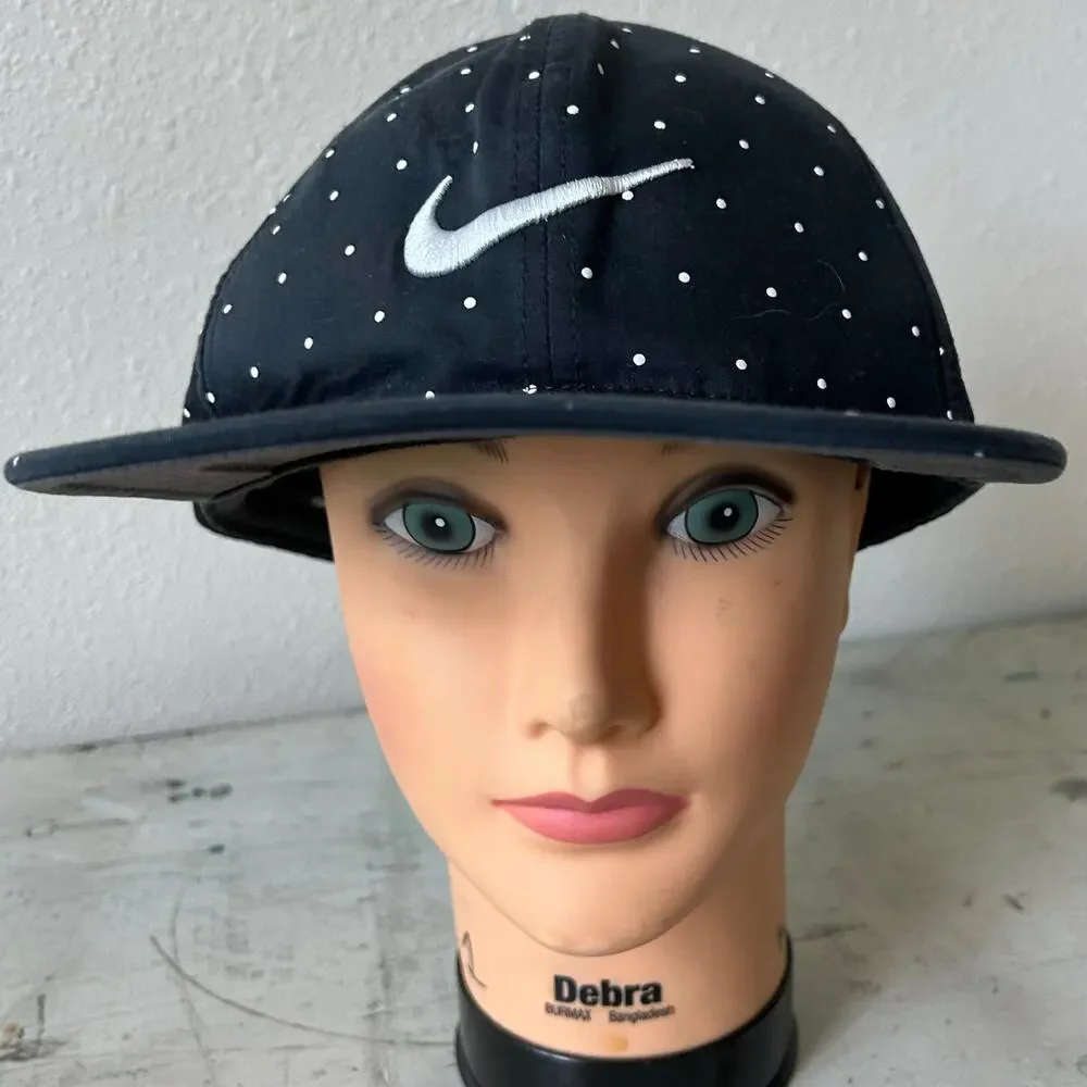 Nike Pro Dri-FIT wide brim Black Polka Dot Snapback Hat Golf sporty athletic